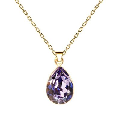 Drops of necklace, 14mm crystal with holder - silver - tanzanite