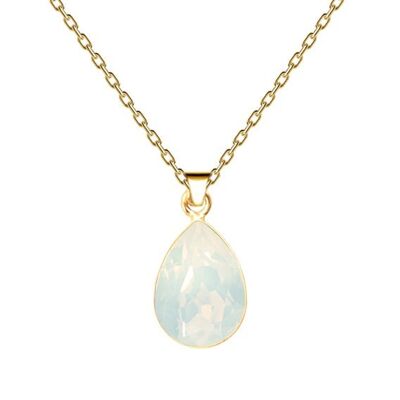 Drops of necklace, 14mm crystal with holder - silver - White Opal