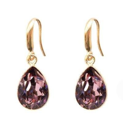 Silver drops earrings, 14mm crystal - gold - Antique Pink