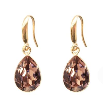 Silver drops earrings, 14mm crystal - gold - blush Rose