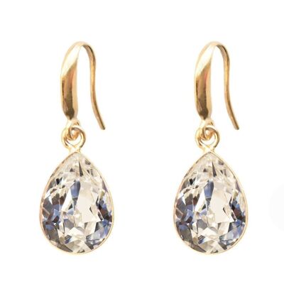 Silver drops earrings, 14mm crystal - gold - crystal