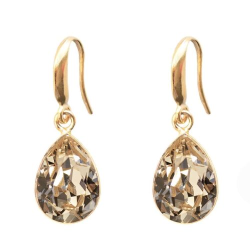 Silver drops earrings, 14mm crystal - gold - Golden Shadow
