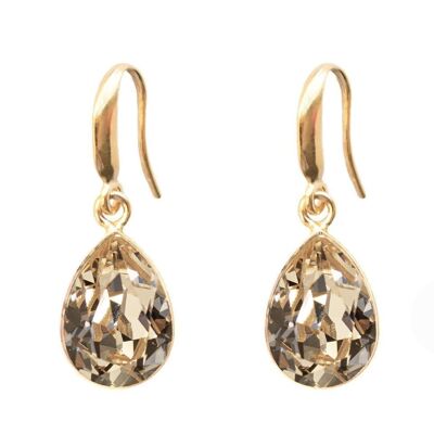 Boucles d'oreilles gouttes argent, cristal 14mm - or - Golden Shadow