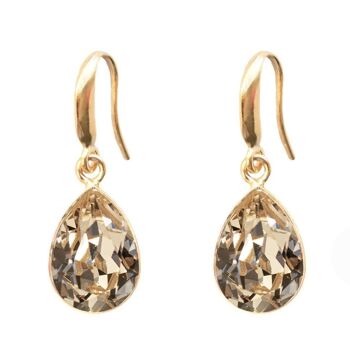 Boucles d'oreilles gouttes argent, cristal 14mm - or - Golden Shadow 1