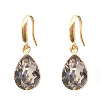 Pendientes gotas de plata, cristal de 14 mm - oro - malva