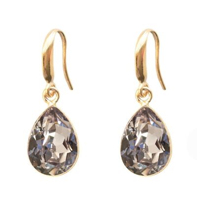 Silver drops earrings, 14mm crystal - gold - mauve