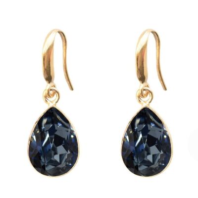 Silver drops earrings, 14mm crystal - gold - montana