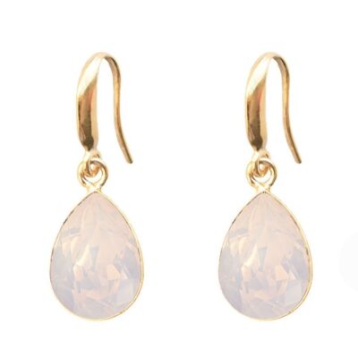Silver drops earrings, 14mm crystal - gold - Rose Water Opal
