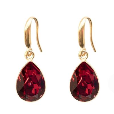 Silver drops earrings, 14mm crystal - gold - Scarlet