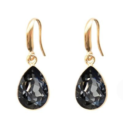 Silver drops earrings, 14mm crystal - gold - Silvernight