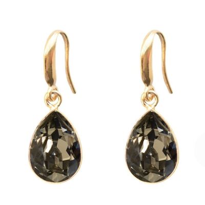 Silver drops earrings, 14mm crystal - silver - Black Diamond