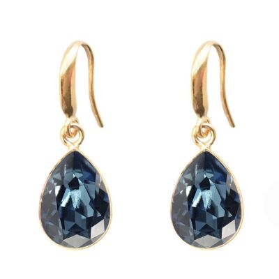 Pendientes gotas de plata, cristal 14mm - plata - Azul Denim