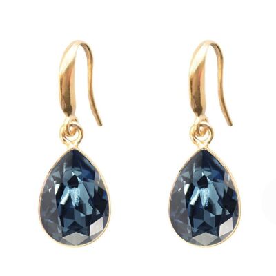 Silver drops earrings, 14mm crystal - silver - Denim Blue