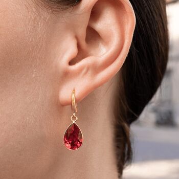 Boucles d'oreilles pendantes argent, cristal 14mm - argent - émeraude 1