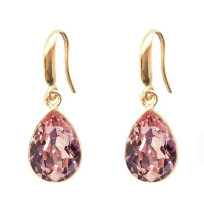 Orecchini gocce argento, cristallo 14mm - argento - rosa chiaro