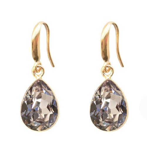 Silver drops earrings, 14mm crystal - silver - mauve