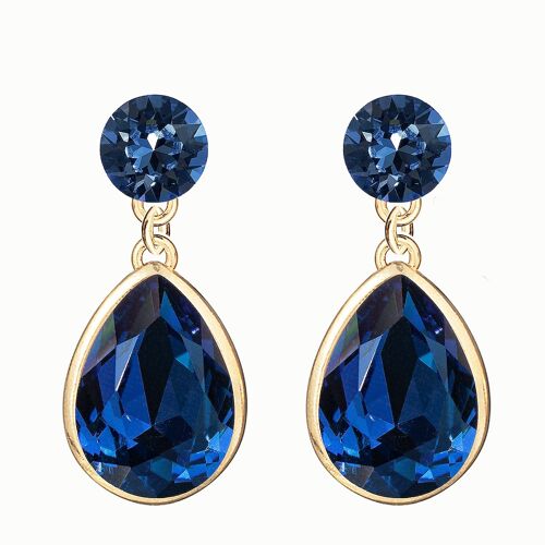 Double silver drops earrings, 14mm crystal - gold - montana