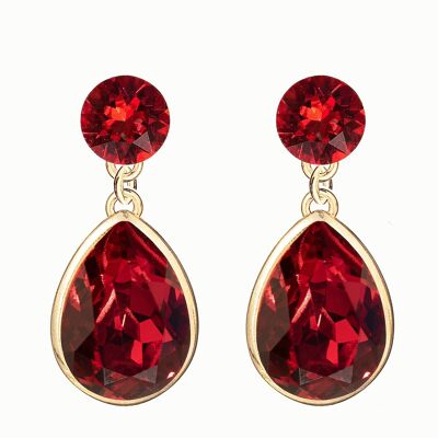 Double silver drops earrings, 14mm crystal - silver - Scarlet