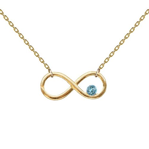 Necklace with an infinity sign and crystal - gold - Aquamarine
