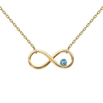 Collier signe infini et cristal - or - Aigue-marine