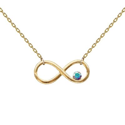 Necklace with an infinity sign and crystal - gold - aurore borale