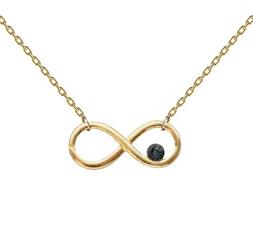 Necklace with an infinity sign and crystal - gold - graphite