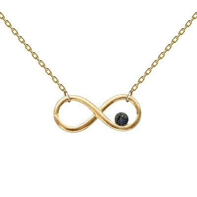 Necklace with an infinity sign and crystal - gold - graphite