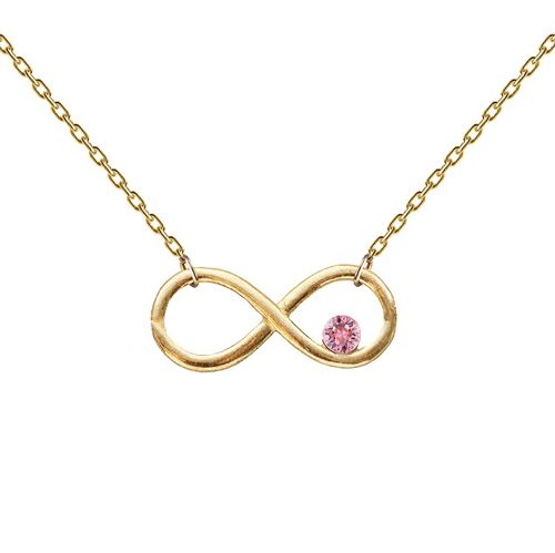 Necklace with an infinity sign and crystal - gold - Light Rose