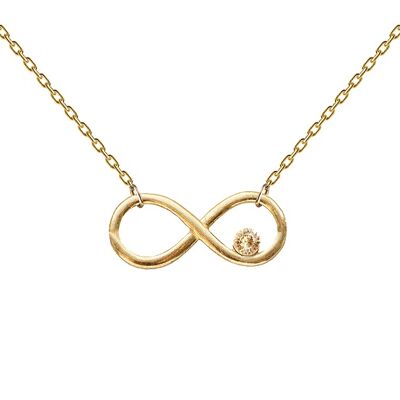Necklace with an infinity sign and crystal - gold - Light Silk