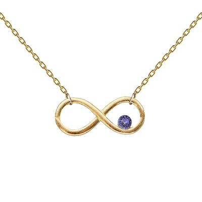 Necklace with an infinity sign and crystal - gold - tanzanite