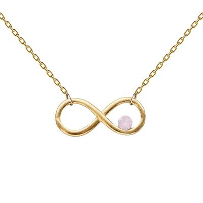 Necklace with infinity sign and crystal - gold - Rose Water Opal
