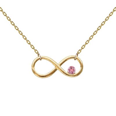 Necklace with infinity sign and crystal - silver - light rose