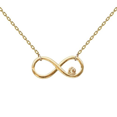 Necklace with an infinity sign and crystal - silver - light silk