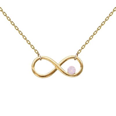 Collar con signo de infinito y cristal - plata - Ópalo de agua de rosa