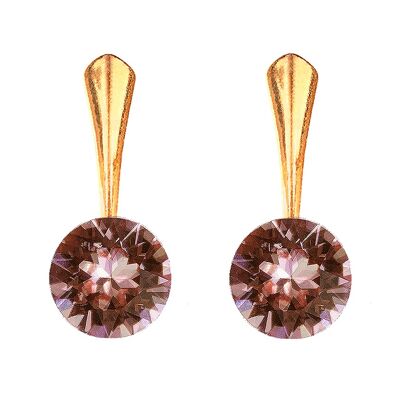 Round silver earrings, 8mm crystal - gold - blush rose
