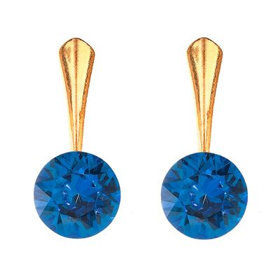 Orecchini tondi in argento, cristallo 8mm - oro - capri