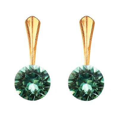 Round silver earrings, 8mm crystal - gold - Erinite