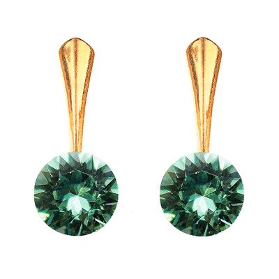 Boucles d'oreilles rondes argent, cristal 8mm - or - Erinite