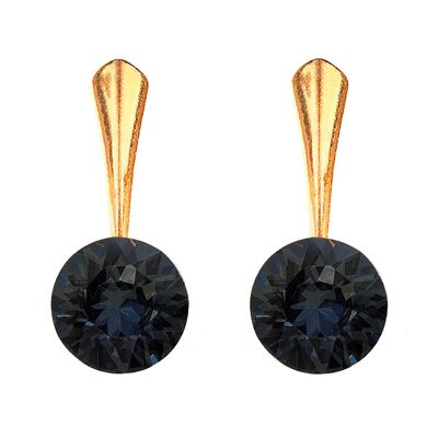 Orecchini tondi in argento, cristallo 8mm - oro - Silvernight