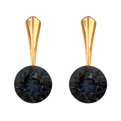 Round silver earrings, 8mm crystal - gold - Silvernight