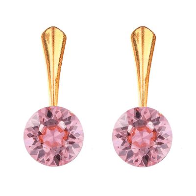 Orecchini tondi in argento, cristallo 8mm - oro - Light Rose