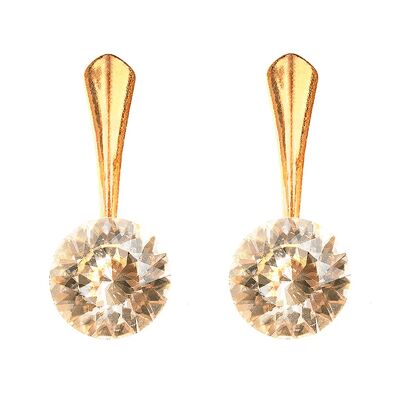 Boucles d'oreilles rondes argent, cristal 8mm - or - Golden Shadow