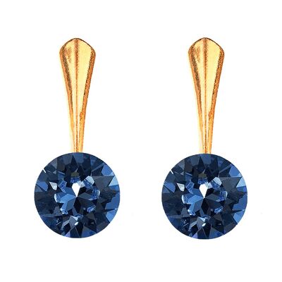 Round silver earrings, 8mm crystal - gold - montana