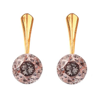 Pendientes redondos de plata, cristal de 8 mm - oro - Pátina rosa