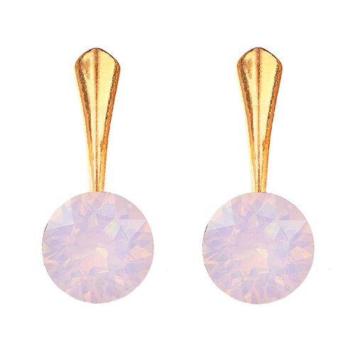 Round silver earrings, 8mm crystal - gold - Rose Water Opal