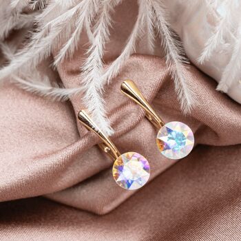 Boucles d'oreilles rondes en argent, cristal 8mm - argent - Rose Water Opal 3