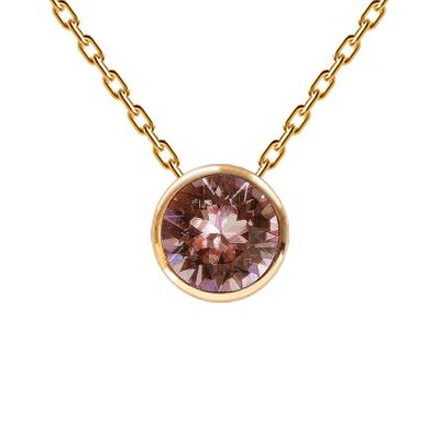 Collana, montatura tonda in cristallo 8mm - oro - rosa cipria