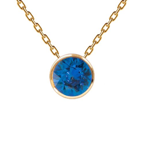 Necklace, 8mm crystal round frame - gold - capri