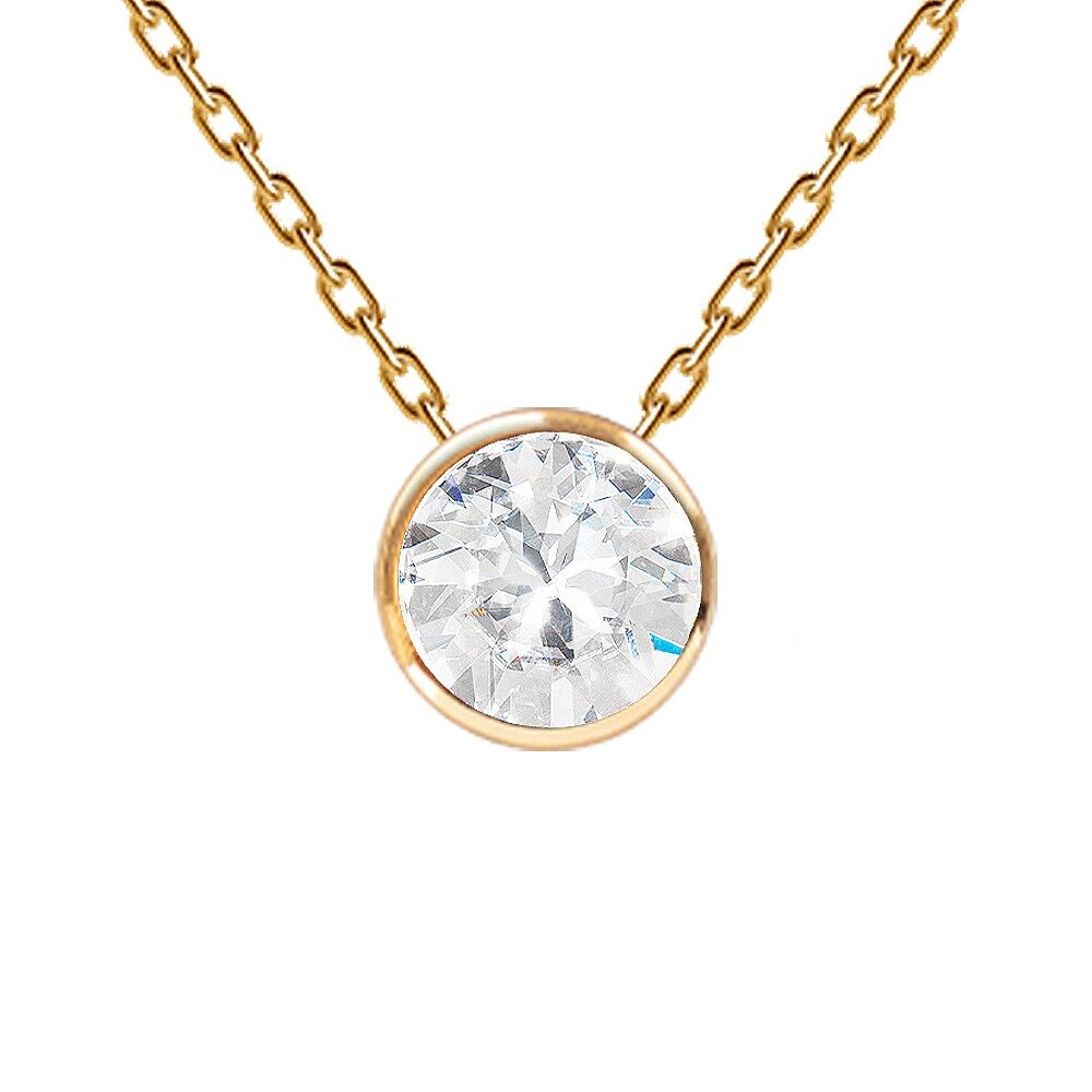 Collana, montatura rotonda in cristallo 8mm - oro - cristallo