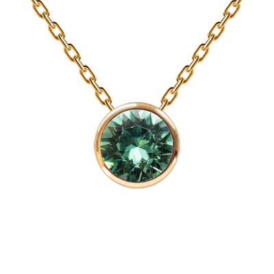 Necklace, 8mm crystal round frame - gold - erinite